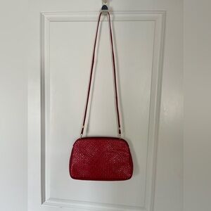 SUSAN GAIL Red Woven Clutch/Crossbody